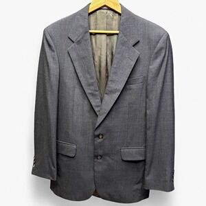 VINTAGE 1980s Botany‎ 500 Couture Wool Blazer Charcoal Glen Plaid 42R USA Union
